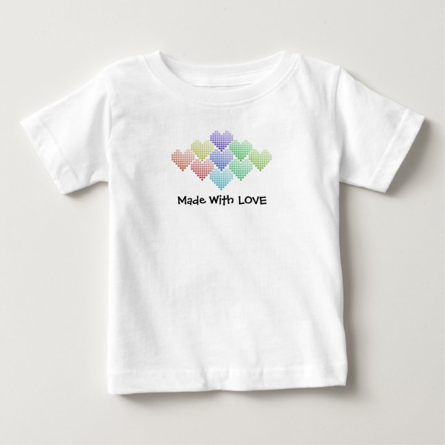 Camiseta Para Bebê Corações Arco-Íris, Camiseta Bebê (Frente)