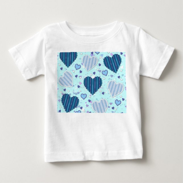 Camiseta Para Bebê Corações Azuis e Roxos (Frente)
