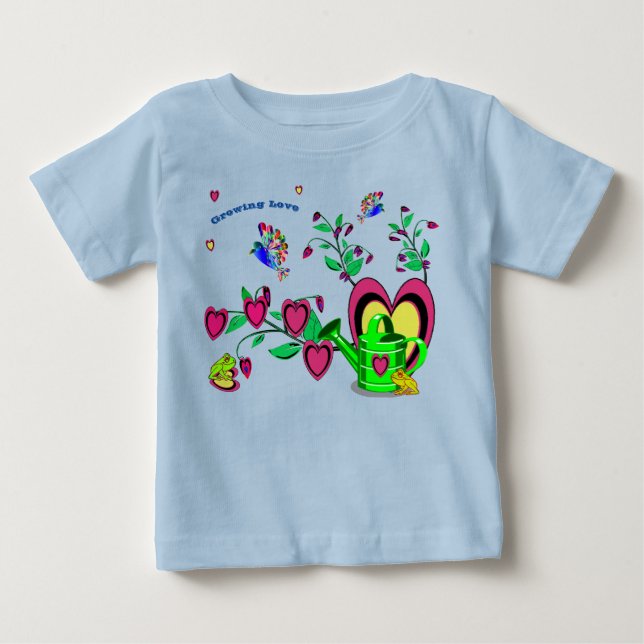 Camiseta Para Bebê Corações - Camiseta De Bebê Com Amor Crescente (Frente)