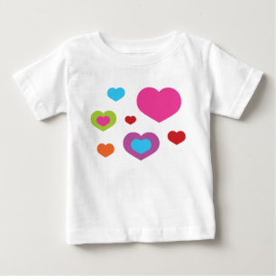 Camiseta Para Bebê Corações Coloridos