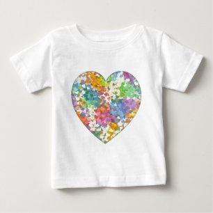 Camiseta Para Bebê Corações de Confete Pastel