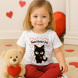 Camiseta Para Bebê Corações de Feriado de Dia de os namorados de Gato