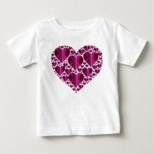 Camiseta Para Bebê Corações de Fúcsia Brilhantes