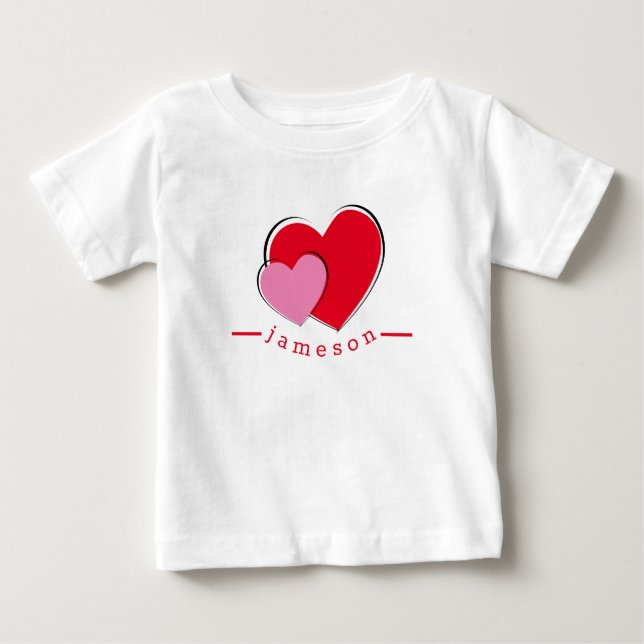 Camiseta Para Bebê Corações de namorados Personalizados (Frente)