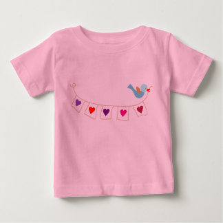 Camiseta Para Bebê corações do namorados de aves