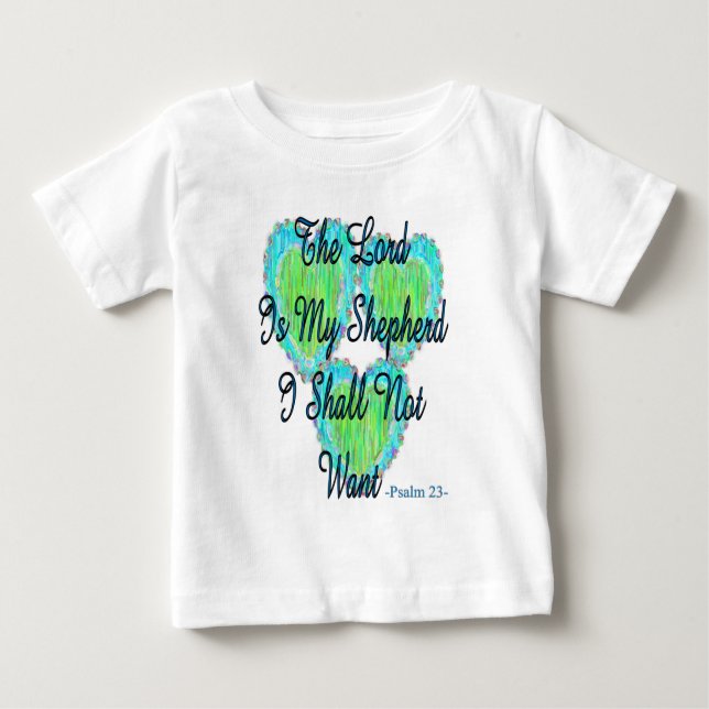 Camiseta Para Bebê Corações do salmo 23 (Frente)