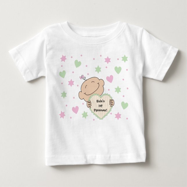 Camiseta Para Bebê Corações e Estrelas do Bebê (Frente)