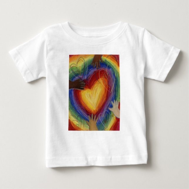 Camiseta Para Bebê Corações e Mãos Adoram Diversidade Artística Camis (Frente)