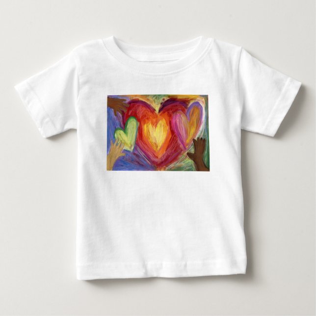 Camiseta Para Bebê Corações e Mãos Adoram Diversidade Artística Camis (Frente)