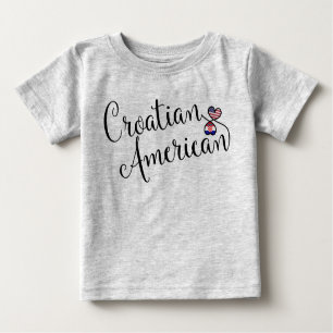 Camiseta Para Bebê Corações Entwinados Croatas Americanos