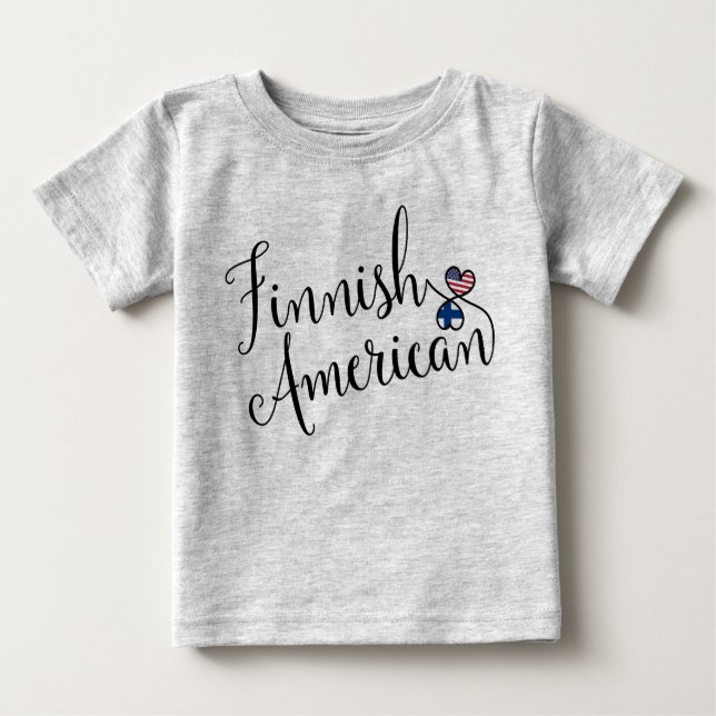 Camiseta Para Bebê Corações Entwinados Finlandeses Americanos (Frente)