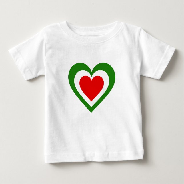 Camiseta Para Bebê Corações inspirados na bandeira italiana/italiana (Frente)