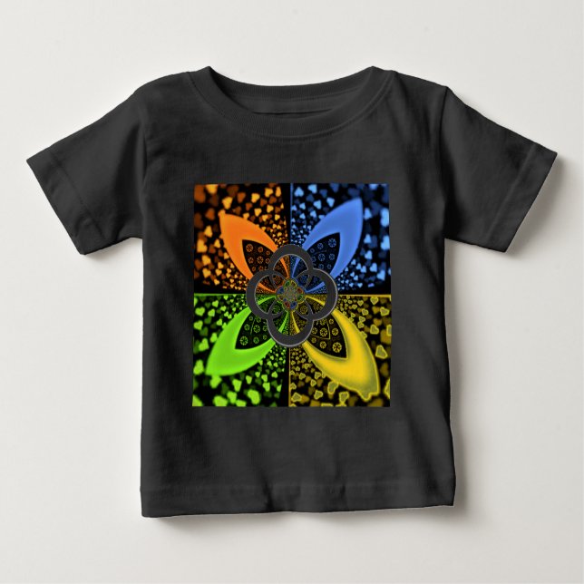 Camiseta Para Bebê Corações Iridescentes, Abstrato de Bolinhas (Frente)