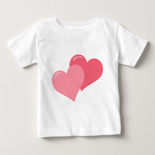Camiseta Para Bebê Corações Rosa Gêmeos (Frente)