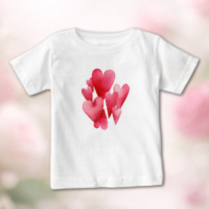 Camiseta Para Bebê Corações Rosas Ansiosos