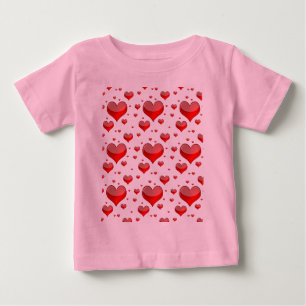 Camiseta Para Bebê Corações Vermelhos Falsos (Você Escolhe Cor De Fun