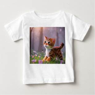 Camiseta Para Bebê Corda de Gato Bonito
