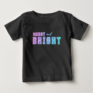 Camiseta Para Bebê Cores de feliz e Unicórnio Brilhante