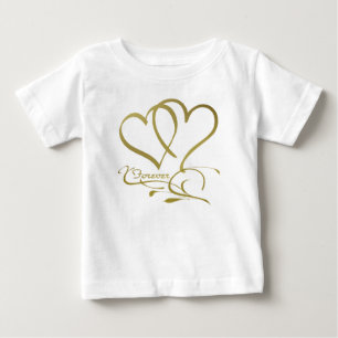 Camiseta Para Bebê Cores de fundo editáveis Forever Hearts Gold
