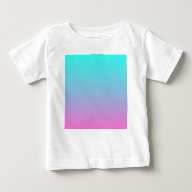 Camiseta Para Bebê cores de sereia ombre rosa turquesa abstratas femi (Frente)