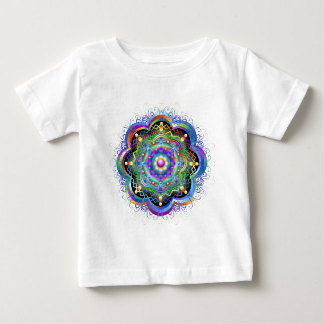 Camiseta Para Bebê Cores do Universo Mandala (Frente)