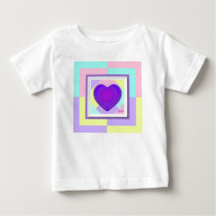 Camiseta Para Bebê Cores pastéis & corações roxos batendo