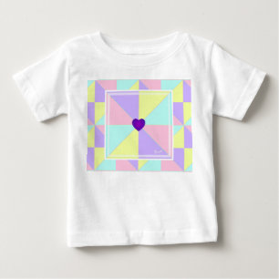 Camiseta Para Bebê Cores pastéis & corações roxos batendo