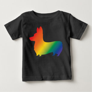 Camiseta Para Bebê Corgi do arco-íris
