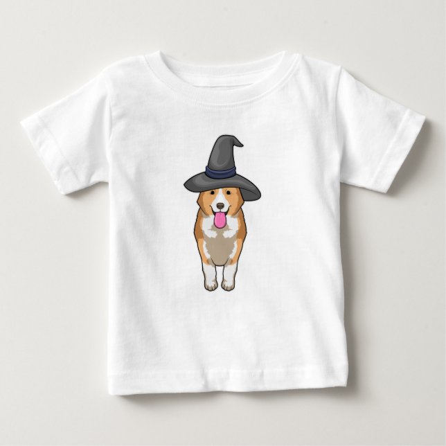 Camiseta Para Bebê Corgi Witch (Frente)
