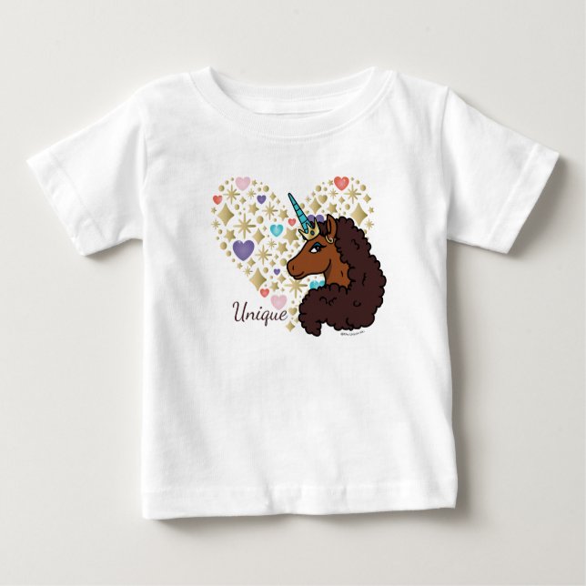 Camiseta Para Bebê Córnio Afro | Design Único Coração (Frente)
