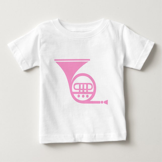 Camiseta Para Bebê Corno de França - Rosa (Frente)