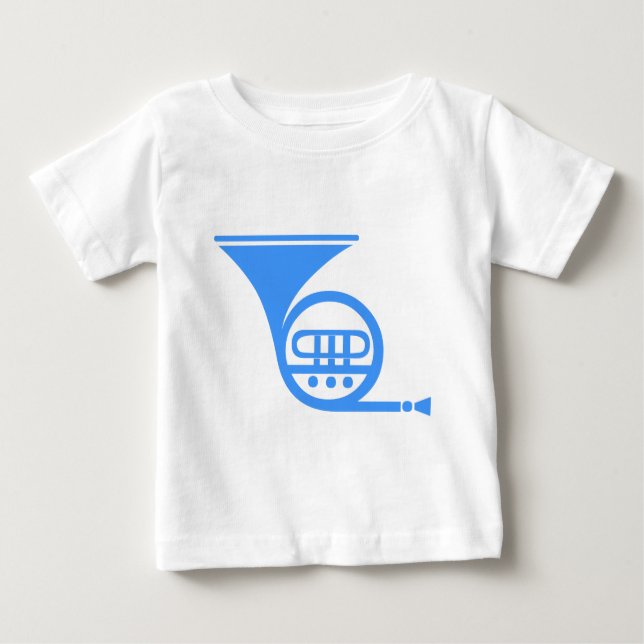 Camiseta Para Bebê Corno Francês - Azul Bebê (Frente)
