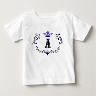 Camiseta Para Bebê Coroa de Grinalda Monograma A