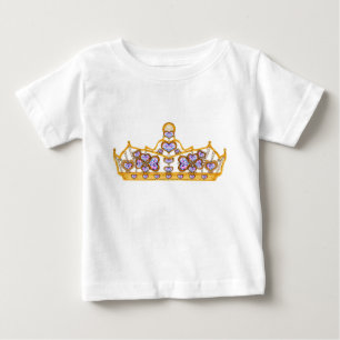 Camiseta Para Bebê coroa de ouro de diamantes em forma de coração