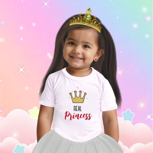 Camiseta Para Bebê Coroa de ouro para princesa (Criador carregado)
