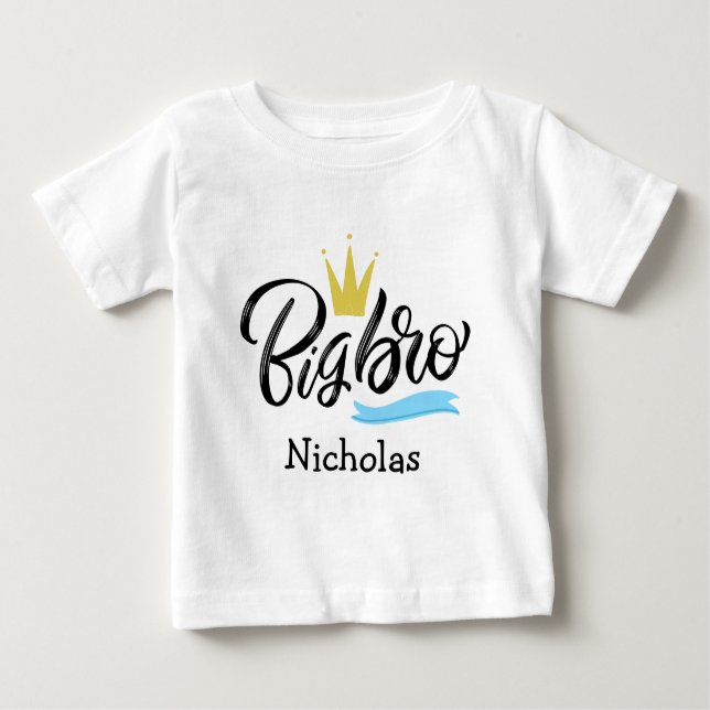 Camiseta Para Bebê Coroa Personalizada do Irmão Mais Velho (Frente)