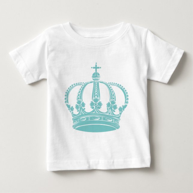 Camiseta Para Bebê Coroa Real 02 - Verde Azul Claro (Frente)