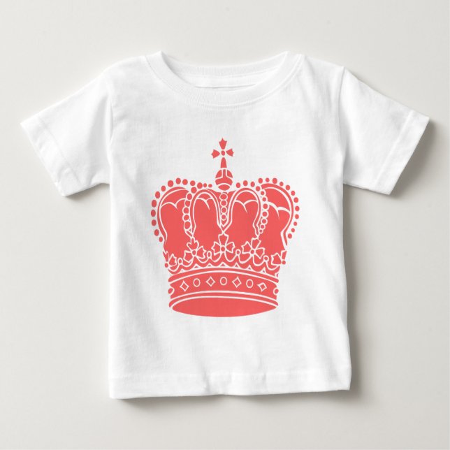 Camiseta Para Bebê Coroa Real - Rosa Tropical (Frente)