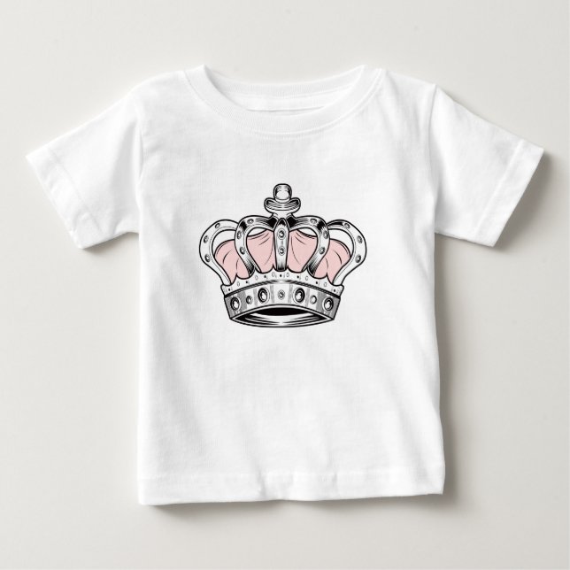 Camiseta Para Bebê Coroa - Rosa  (Frente)