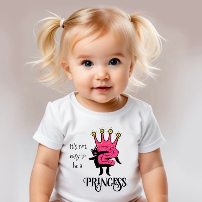 Camiseta Para Bebê Coroa rosa com número dois (Criador carregado)