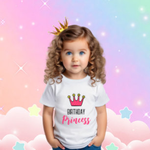 Camiseta Para Bebê Coroa rosa para aniversário