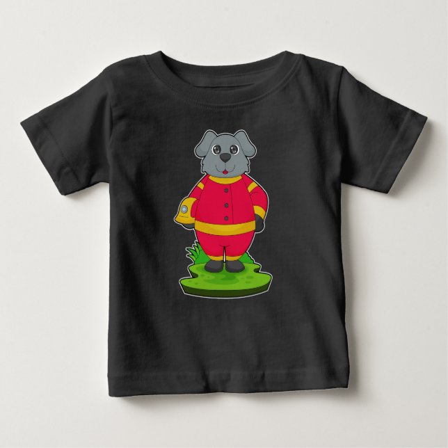 Camiseta Para Bebê Corpo de Bombeiros de Cão (Frente)
