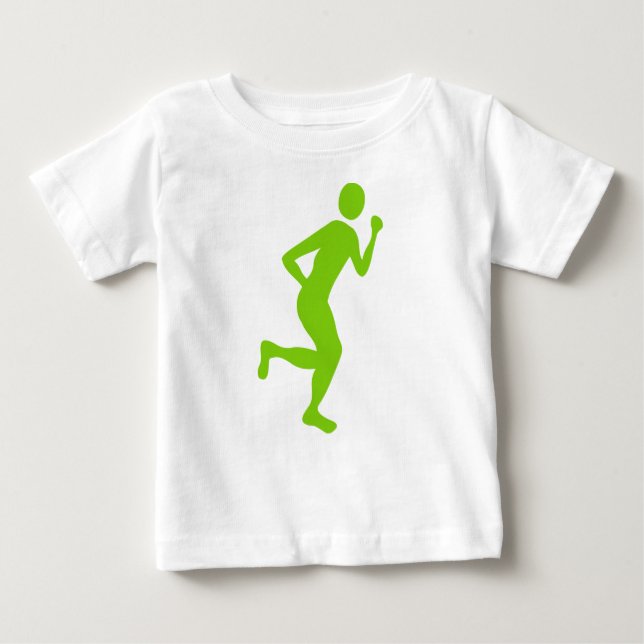 Camiseta Para Bebê Corredor (Homem) - Verde marciano (Frente)
