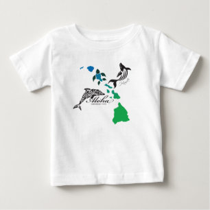 Camiseta Para Bebê Corrente das ilhas de Havaí - golfinho e baleia d