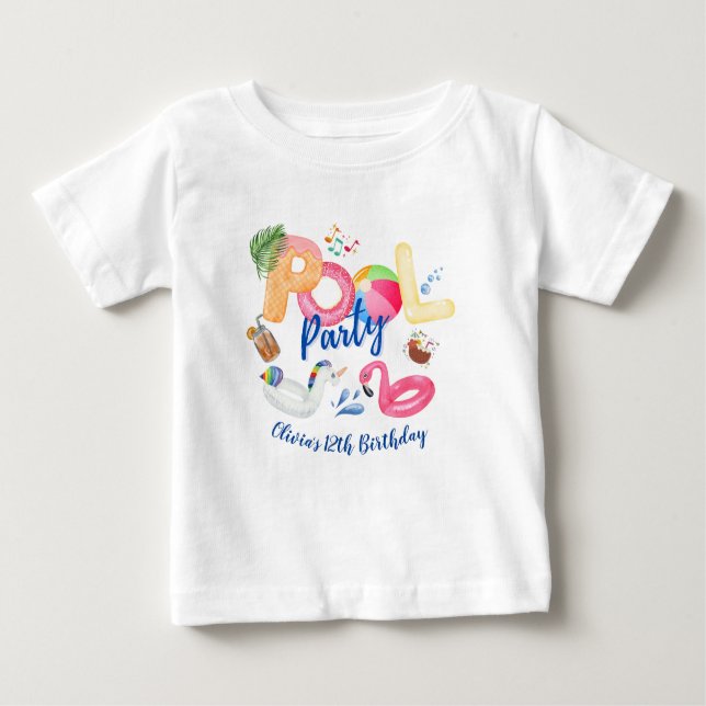 Camiseta Para Bebê Correspondência de Família de piscinas (Frente)