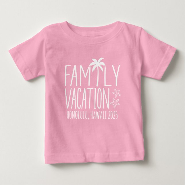 Camiseta Para Bebê Correspondência de Grupo de Férias de Praia da Fam (Frente)