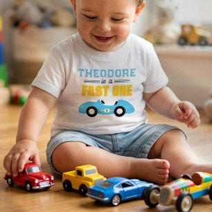 Camiseta Para Bebê Corrida de Carros Velozes Festa de 1º Aniversário