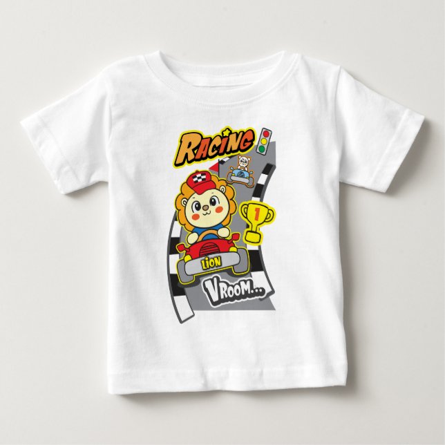 Camiseta Para Bebê Corrida de leões (Frente)