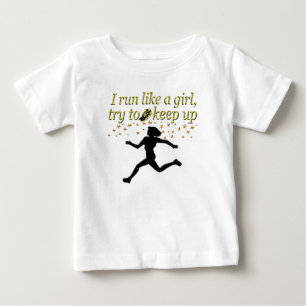CAMISETA PARA BEBÊ CORRIDA DE OURO COMO UM CAMPEÃO DESIGN DE ATLETISM