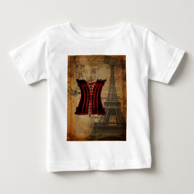 Camiseta Para Bebê Corset Festa de solteira de Paris (Frente)